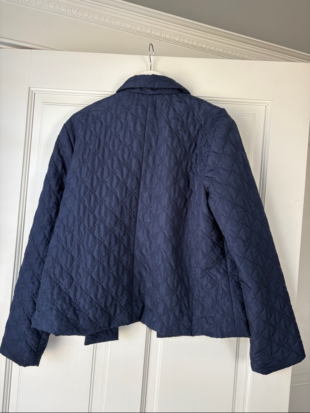 croft & barrow Navy Quilted Button-Front Jacket with Red Printed Lining Large - Picture 5 of 5